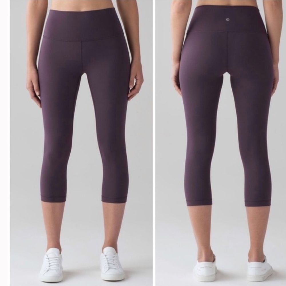 Lululemon Wunder Under Crop Hi-Rise Full-On Luxtreme 21" Dark Adobe Purple sz 6